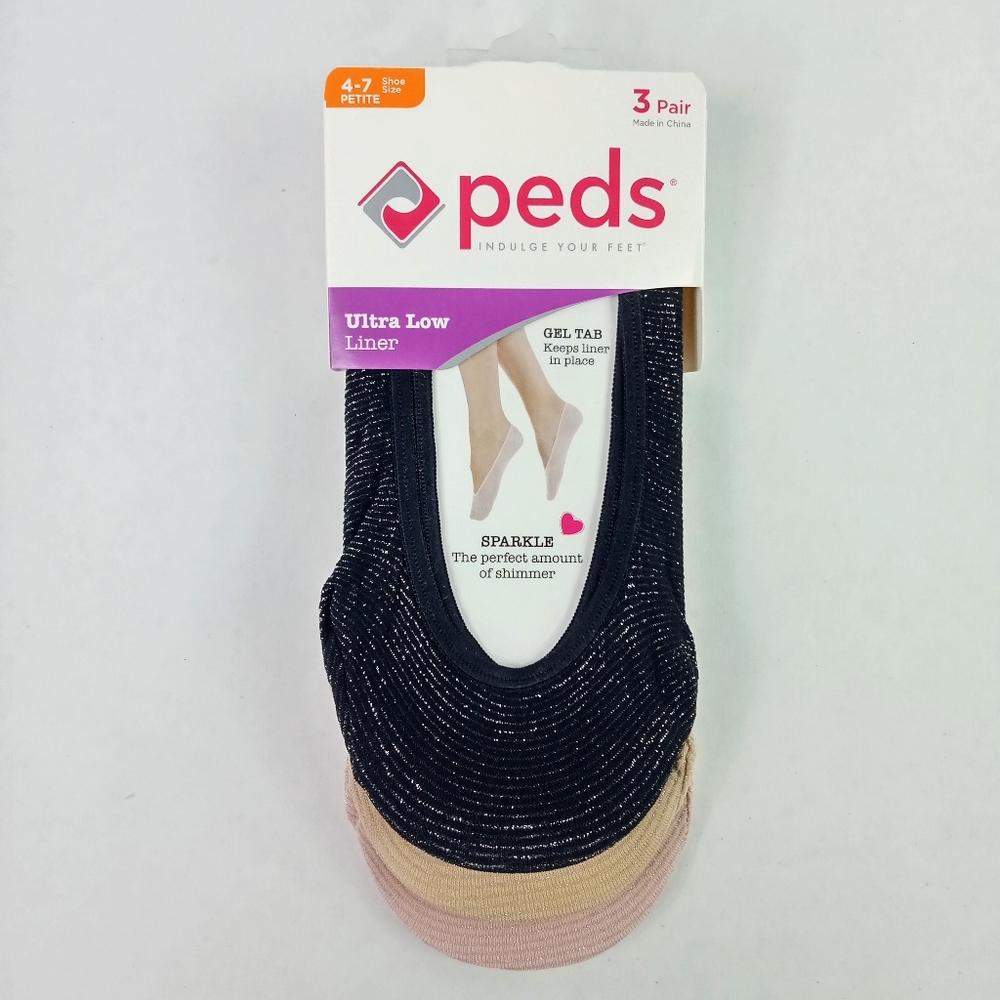 Women's Peds 3 Pair Ultra Low Liner Socks Sparkle